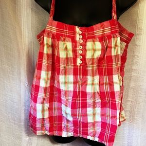 Cute Plaid tank top baby boll empire Sz XL